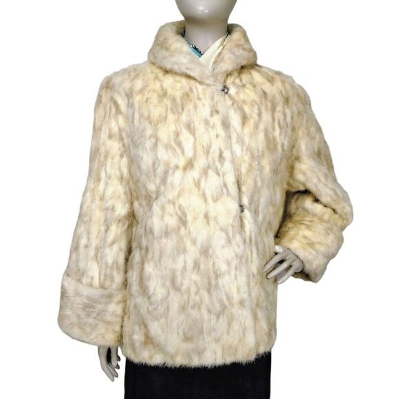 Antique 1920's/30's Sagarsky's Beige Rabbit Fur Cuffed Wide Sleeve Mob Wife Coat - Picture 2 of 12